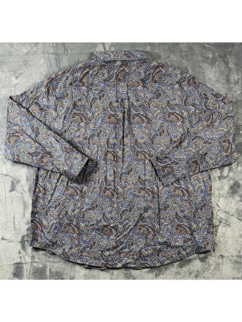 Roundtree & Yorke Luxury Cotton Paisley Blue Button Down Shirt Men's 3XB NWT - Picture 3 of 9